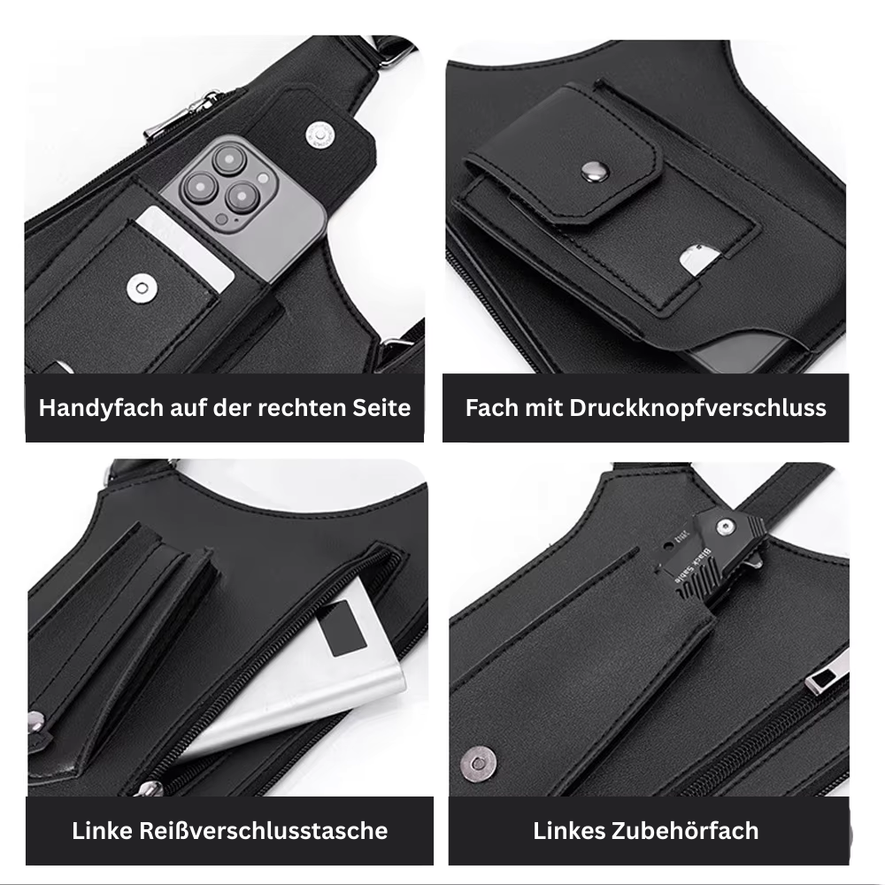 Doppelte Schulter-Unterarmtasche PU-Leder, Diebstahlschutz, verstellbar