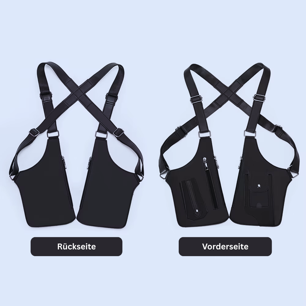 Doppelte Schulter-Unterarmtasche PU-Leder, Diebstahlschutz, verstellbar