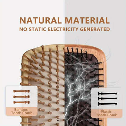 Massage-Luftkissenkamm aus Bambus – antistatisch