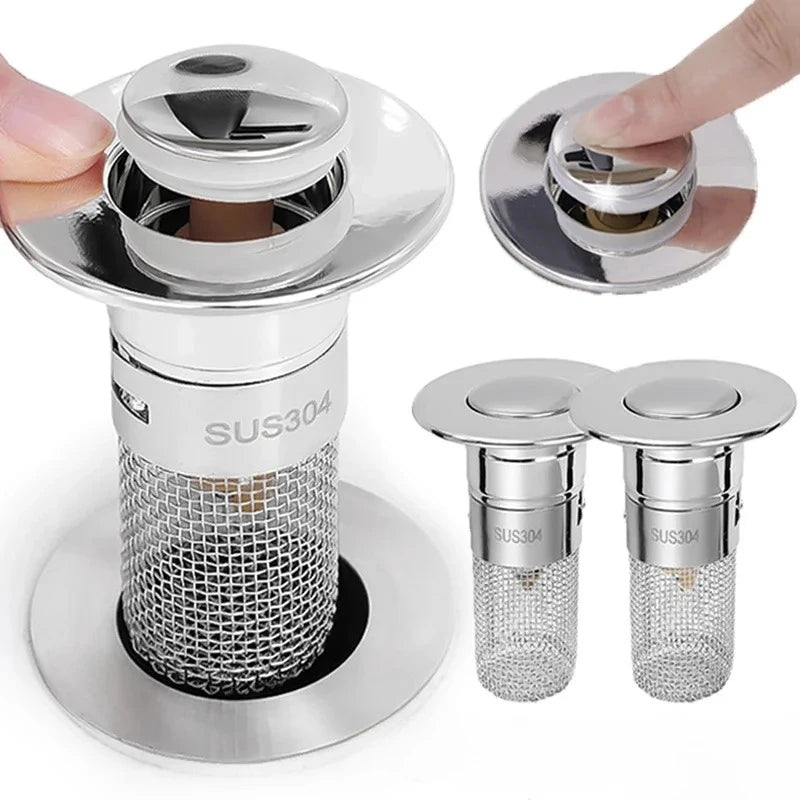 Abflussfilter aus Edelstahl – Anti-Geruch, Anti-Verstopfung, Pop-up-Design, rostfrei