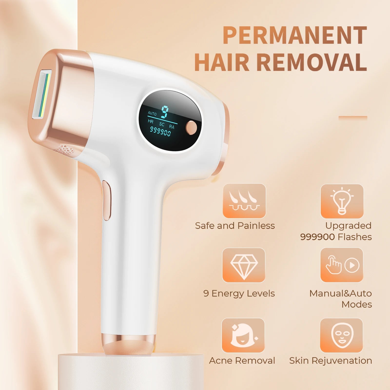 IPL-Haarentfernungsgerät mit 999.999 Lichtimpulsen – 3-in-1 dauerhafter & schmerzfreier Epilierer für die Ganzkörperanwendung zu Hause – für Frauen & Männer