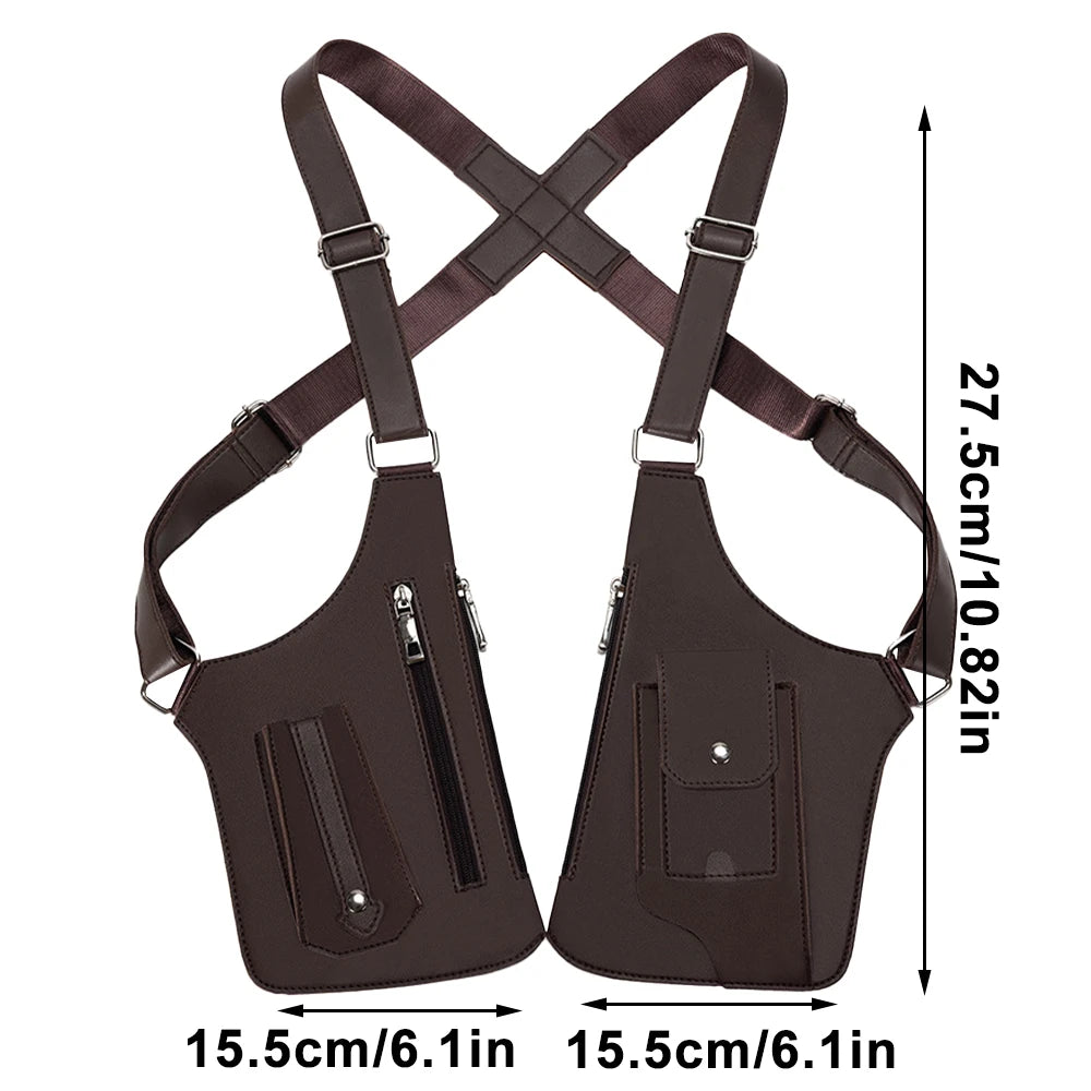 Doppelte Schulter-Unterarmtasche PU-Leder, Diebstahlschutz, verstellbar