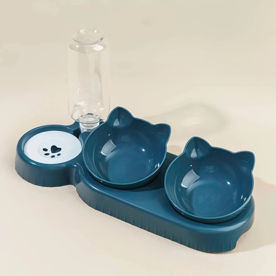 3 in 1 Ergonomischer Katzen-Napf mit Schwerkraft-Wasserflasche