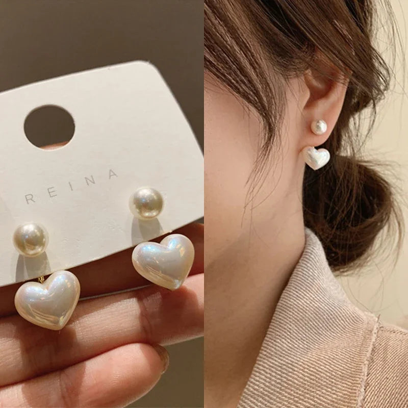 Modische Herzohrringe mit Perlen süß, elegant & voll im Trend