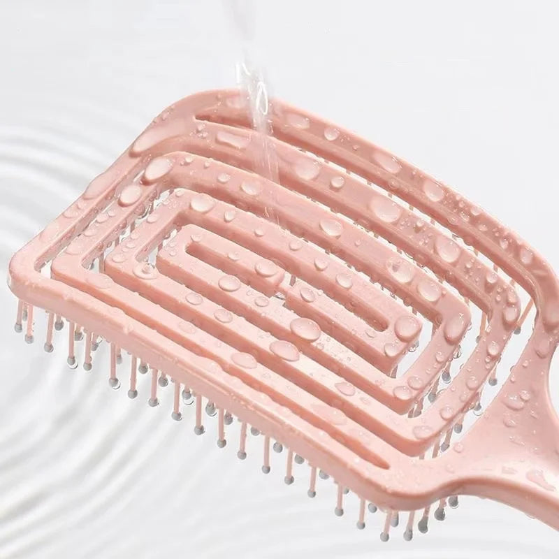 1 Pcs elastische Massagebürste – Hohl-Design, Entwirrbürste für schnelles Föhnen und Styling