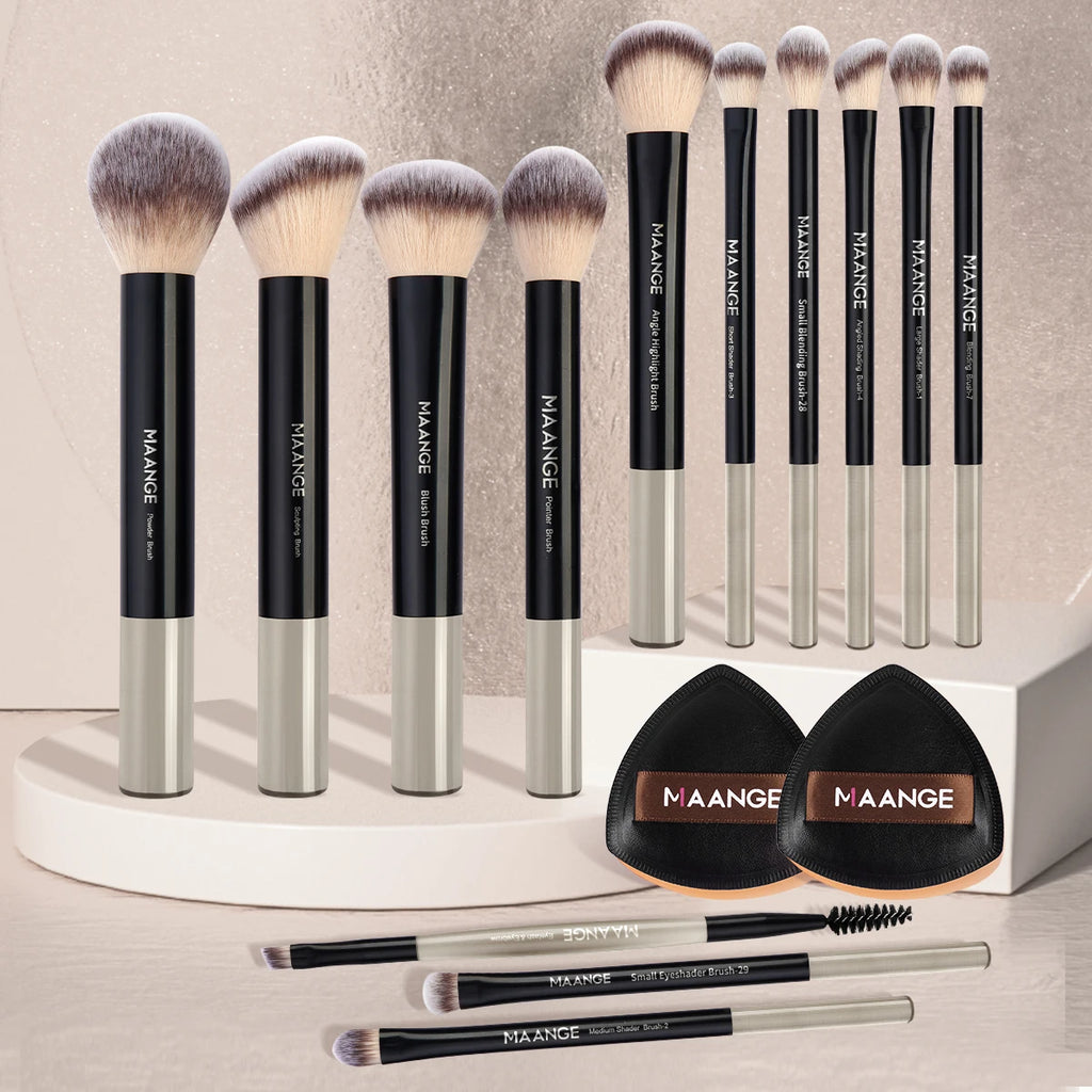MAANGE Make-up Pinselset 13pcs inkl. 2 Schwämme