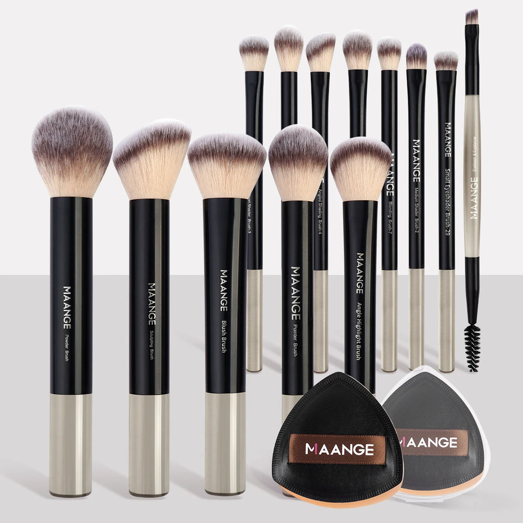 MAANGE Make-up Pinselset 13pcs inkl. 2 Schwämme